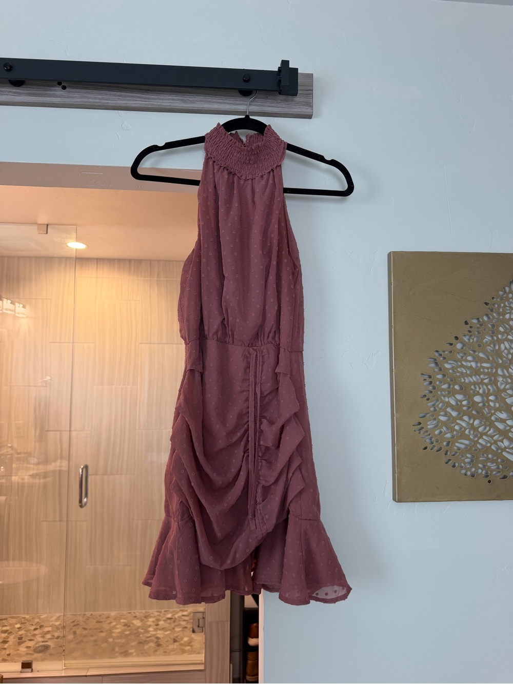Lulu's Dusty Rose One-Shoulder Ruffle Midi Dress - great guest wedding dress